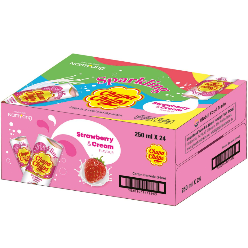  Chupa Chups Sparkling Strawberry & Cream 250ml 