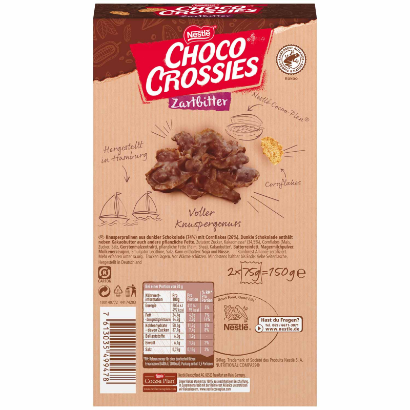  Choco Crossies Zarbitter 2×75g 