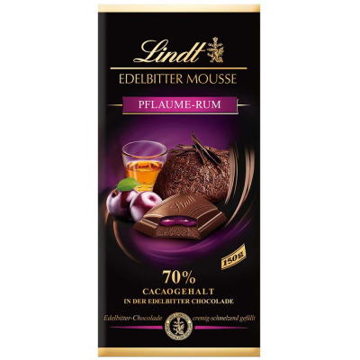  Lindt Edelbitter Mousse Pflaume-Rum Tafel 150g 