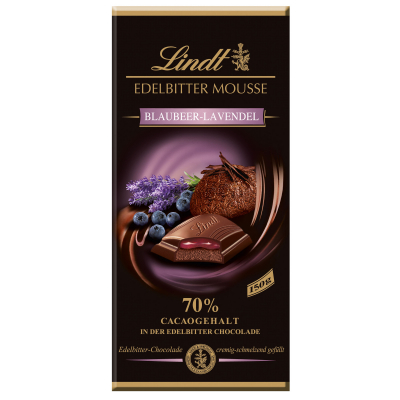  Lindt Edelbitter Mousse Blaubeer-Lavendel Tafel 150g 