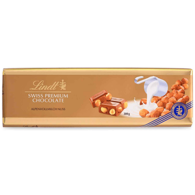  Lindt Swiss Premium Chocolate Vollmilch Nuss Tafel 300g 