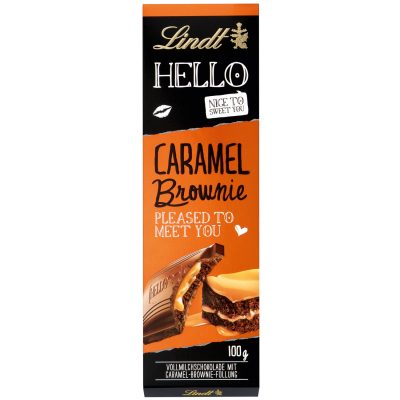  Lindt Hello Caramel Brownie Vollmilch Tafel 100g 