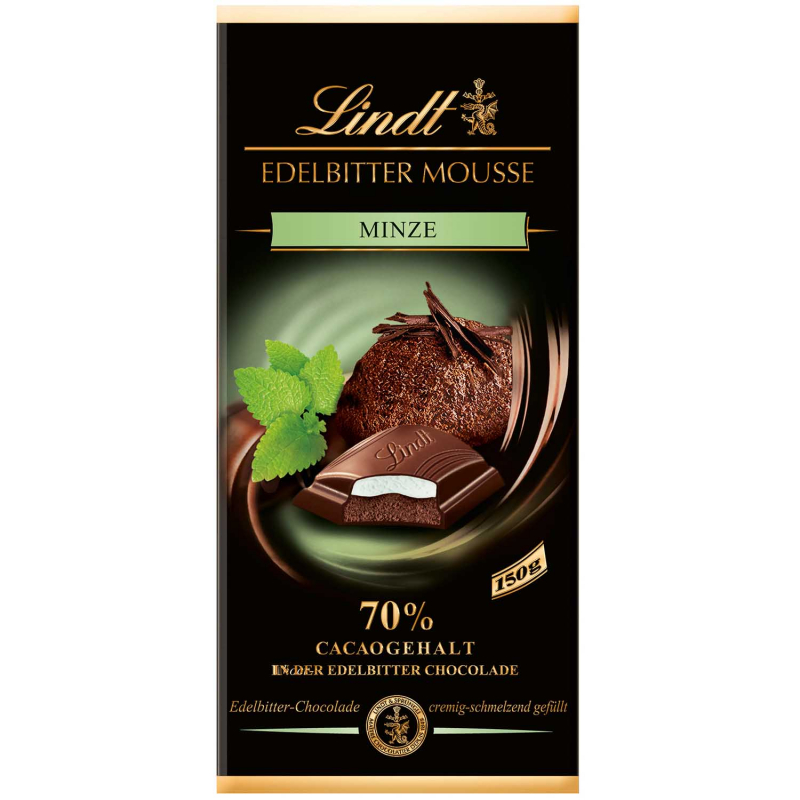  Lindt Edelbitter Mousse Minze Tafel 150g 