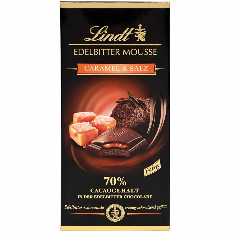  Lindt Edelbitter Mousse Caramel & Salz Tafel 150g 