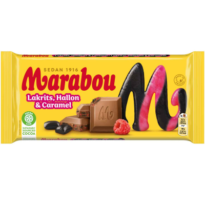  Marabou Lakrits, Hallon & Caramel 185g 