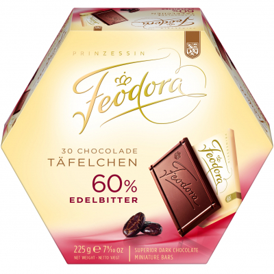  Feodora Täfelchen Milde Edelbitter 60% Kakao 30er 
