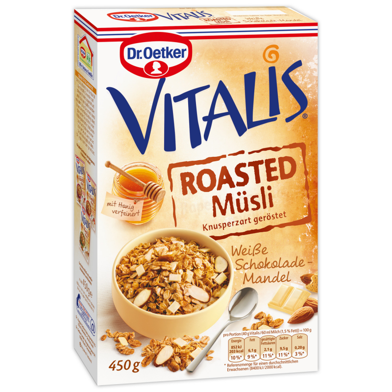  Vitalis Roasted Müsli Weiße Schokolade-Mandel 450g 