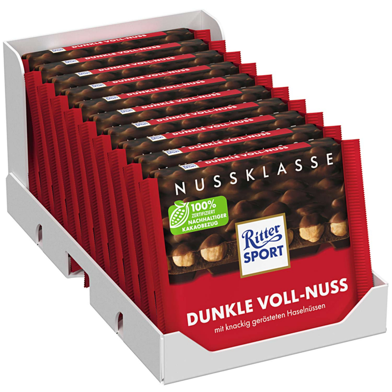  Ritter Sport Nuss-Klasse Dunkle Voll-Nuss 100g 