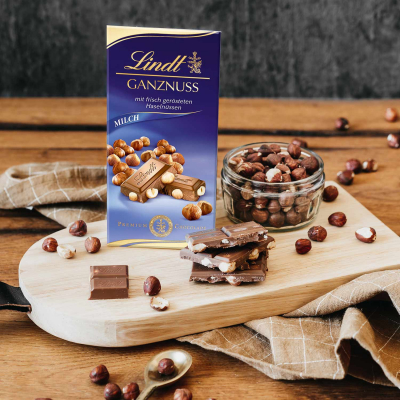  Lindt Ganznuss Vollmilch Tafel 100g 