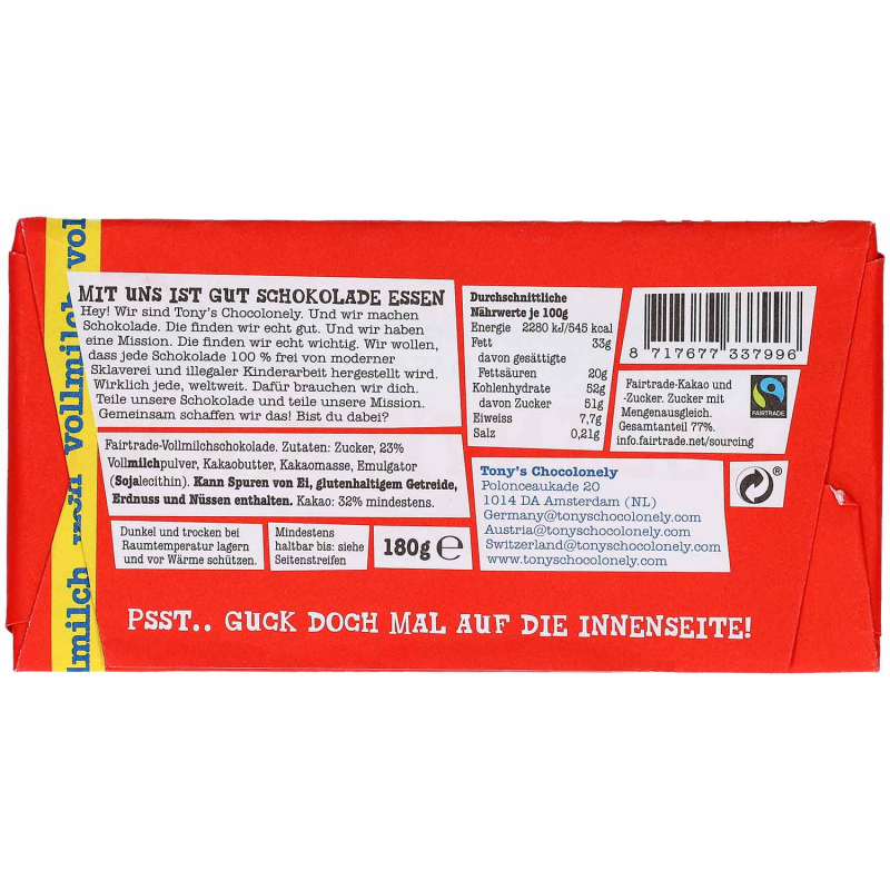  Tony's Chocolonely Vollmilchschokolade 180g 