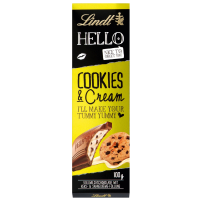  Lindt Hello Cookies & Cream Vollmilch Tafel 100g 