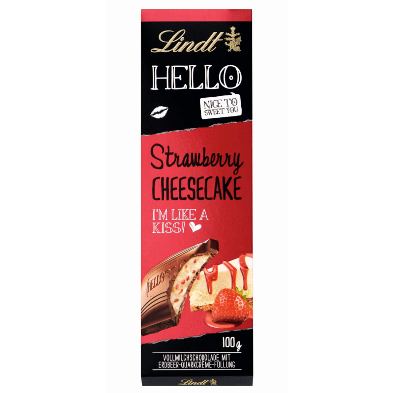  Lindt Hello Strawberry Cheesecake Vollmilch Tafel 100g 