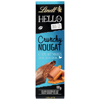  Lindt Hello Crunchy Nougat Vollmilch Tafel 100g 