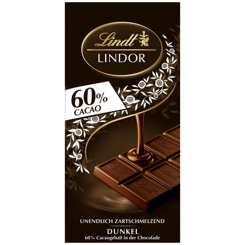  Lindt Lindor 60% Cacao Feinherb Tafel 100g 