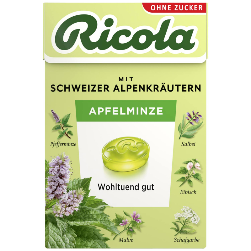  Ricola Apfelminze ohne Zucker 50g 