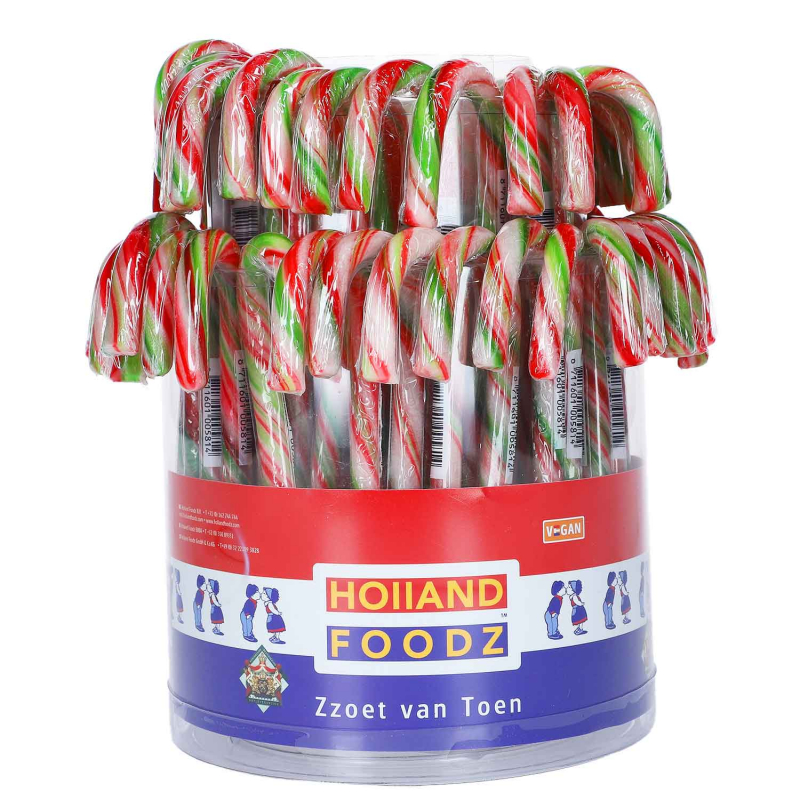  Holland Foodz Zuckerstangen 12cm rot-weiß-grün 72er 