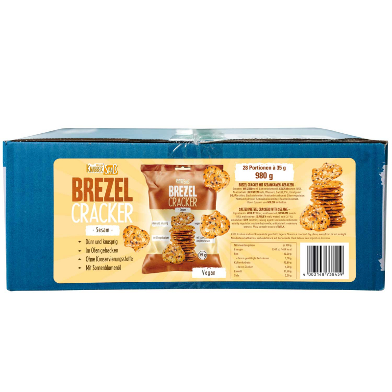  Hellma Knabberspaß Brezel Cracker Sesam 28x35g 