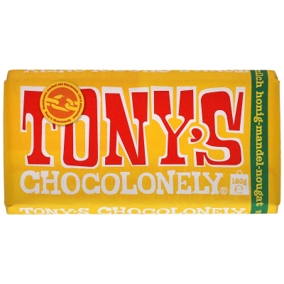  Tony's Chocolonely Vollmilchschokolade Honig-Mandel-Nougat 180g 