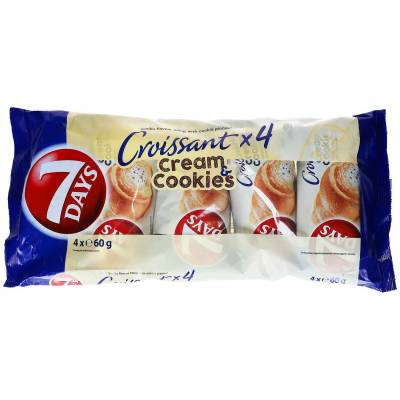  7Days Croissant Cream & Cookies Vanille 4x60g 