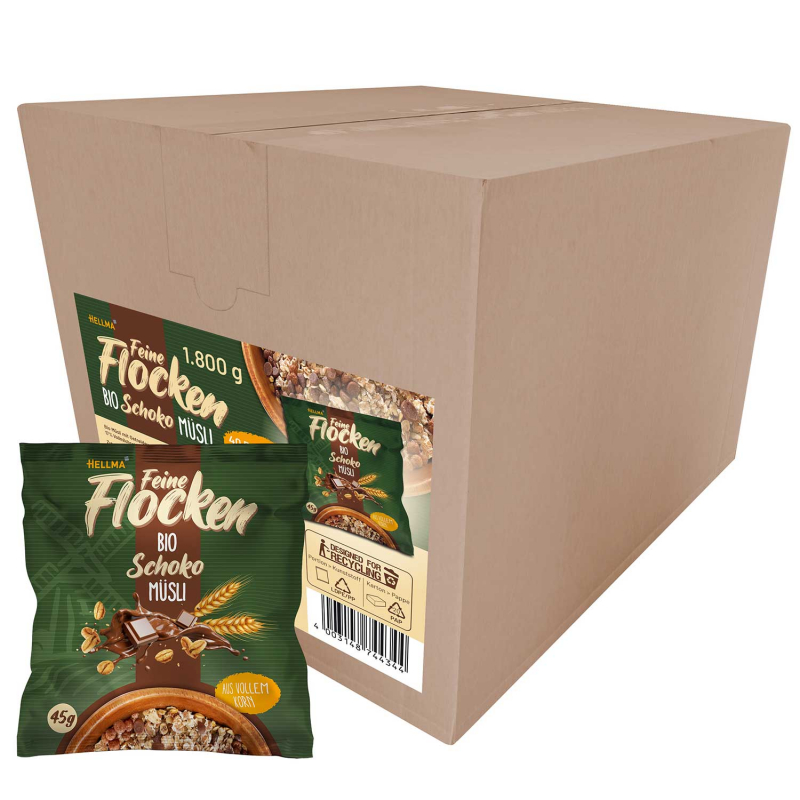  Hellma Feine Flocken Bio Schoko Müsli 40x45g 