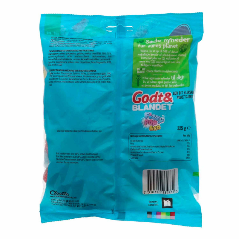  Malaco Godt & Blandet Fizzy Pop & Co 325g (MHD 02.10.2024) 