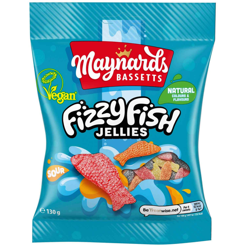  Maynards Bassetts Fizzy Fish Jellies 130g 