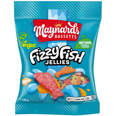  Maynards Bassetts Fizzy Fish Jellies 130g 