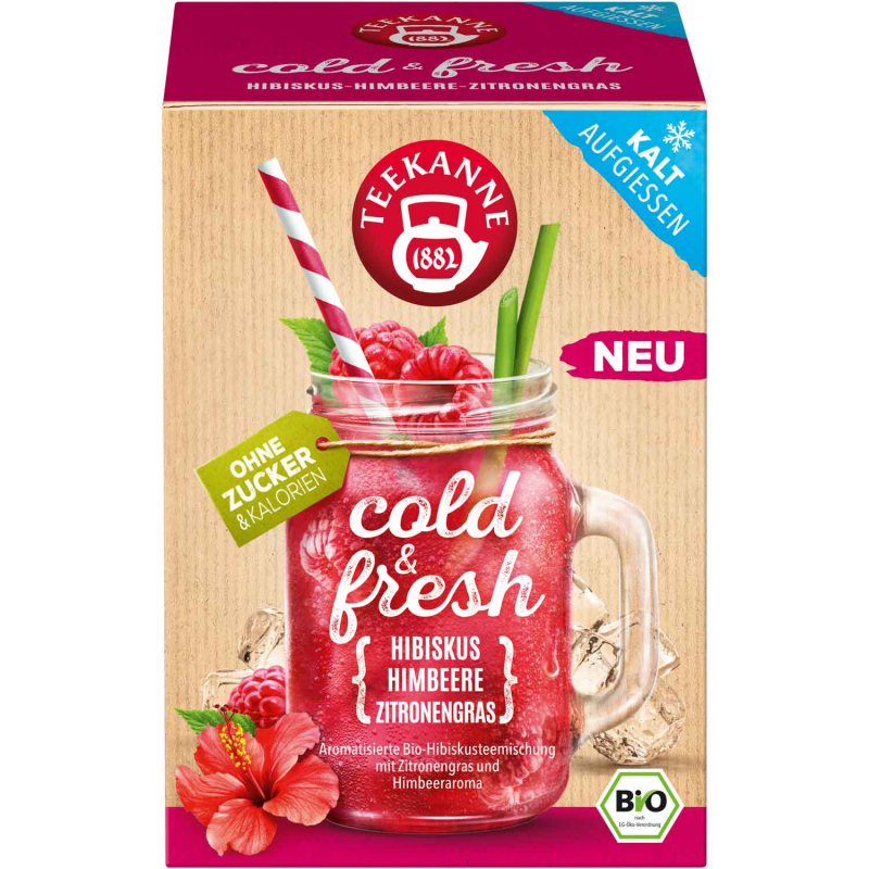  Teekanne cold & fresh Hibiskus Himbeere Zitronengras Bio 15er 