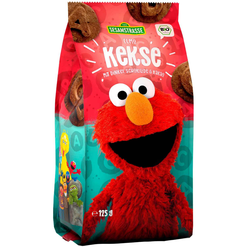  Sesamstraße Elmo Kekse mit Dinkel, Schokolade & Kakao Bio 125g 