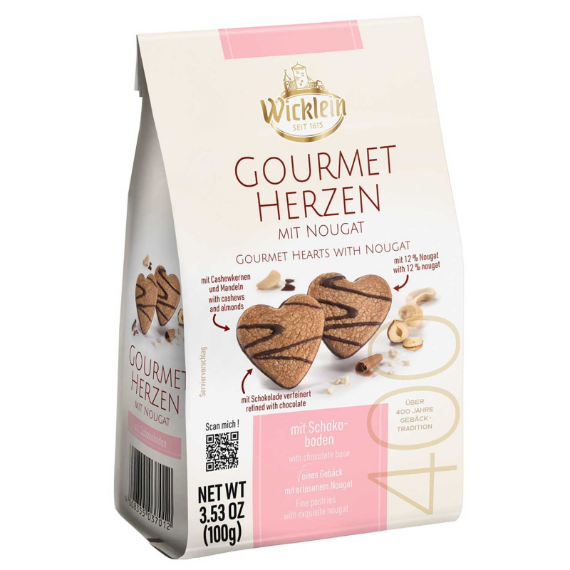  Wicklein Gourmet Herzen mit Nougat 100g 