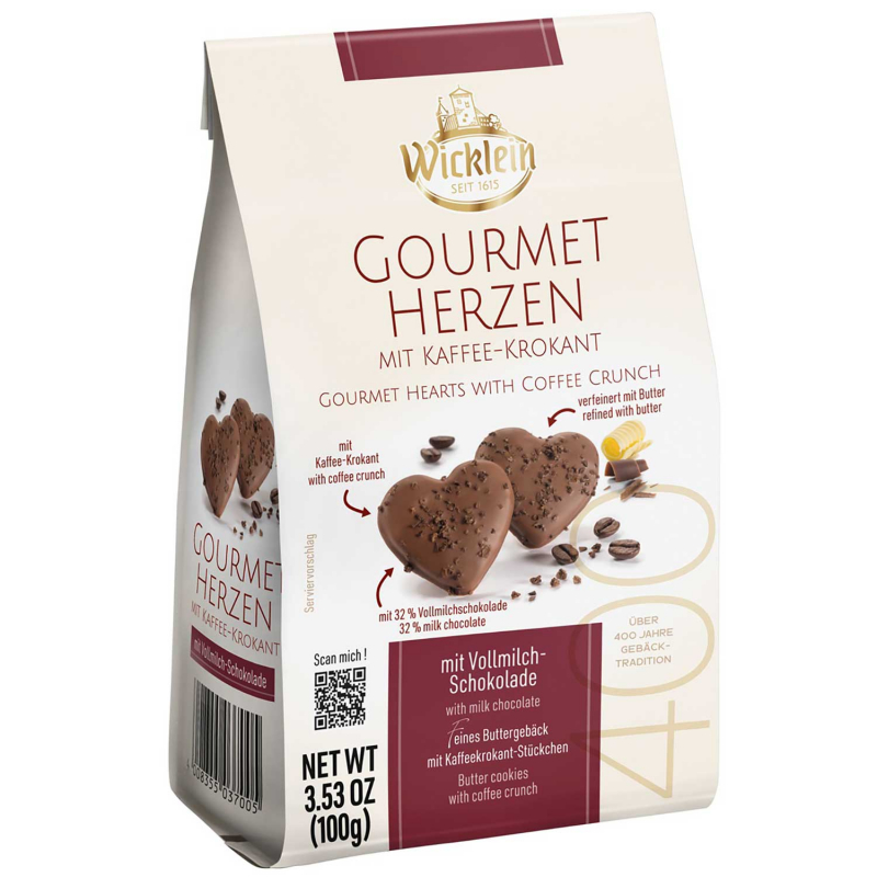  Wicklein Gourmet Herzen mit Kaffee-Krokant 100g 