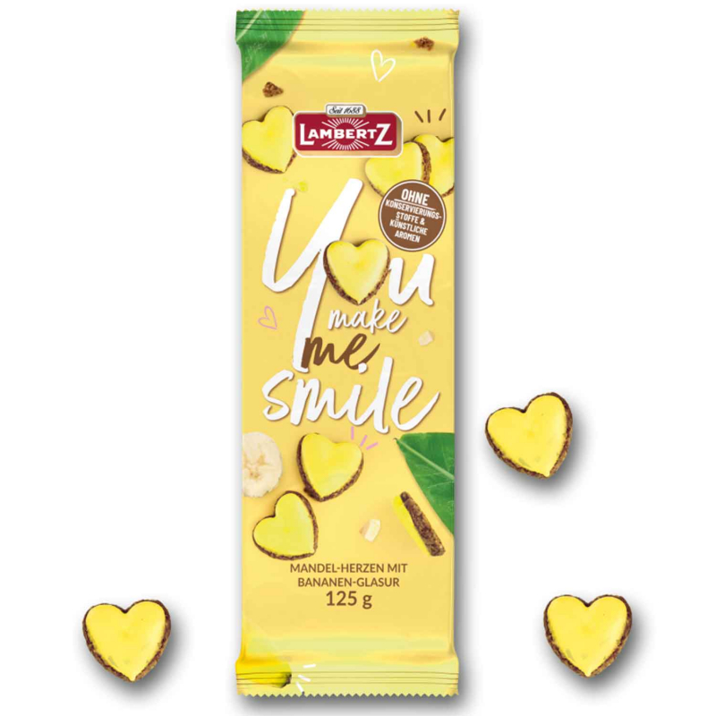  Lambertz 'You make me smile' Mandel-Herzen mit Bananen-Glasur 125g 