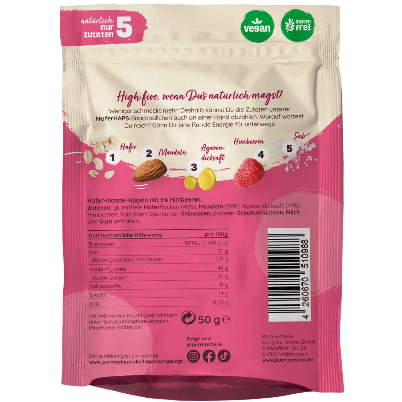  PURmacherei HaferHAPS Himbeere 50g 