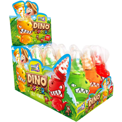  Sweet Flash Dino Dipper Lolly & Powder 12x50g 