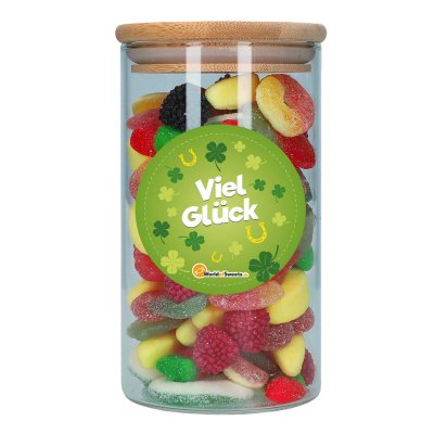  Obstsalat 'Viel Glück!' im Glas mit Bambus-Deckel 400g 