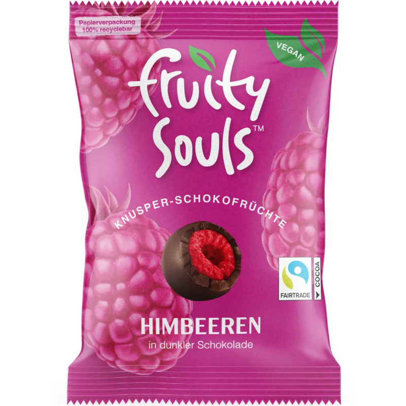  FruitySouls Knusper-Schokofrüchte Himbeeren vegan 80g 