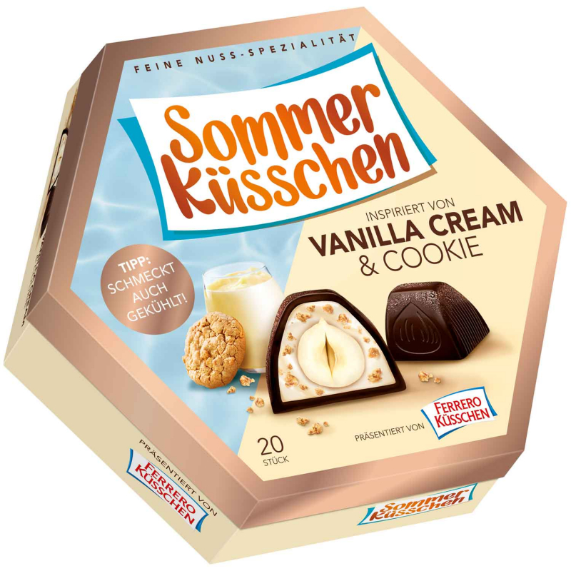  Ferrero Küsschen Sommer Küsschen Vanilla Cream & Cookie 20er (MHD 12.11.2024) 