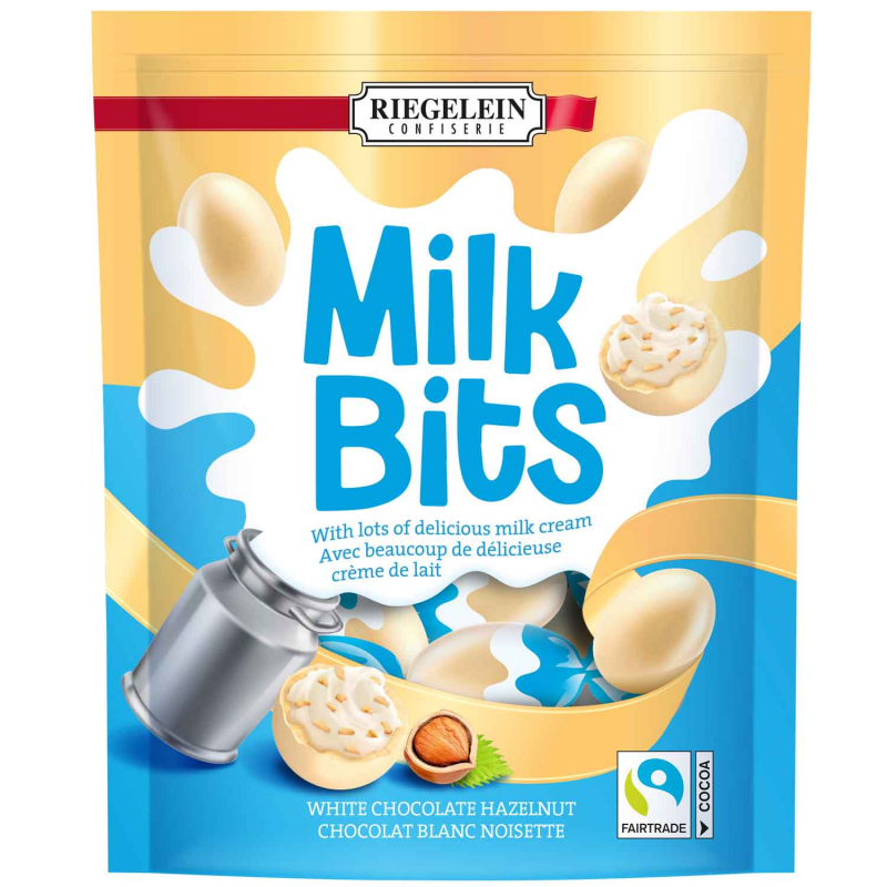  Riegelein Milk Bits Weiße Schokolade-Haselnuss 166g 