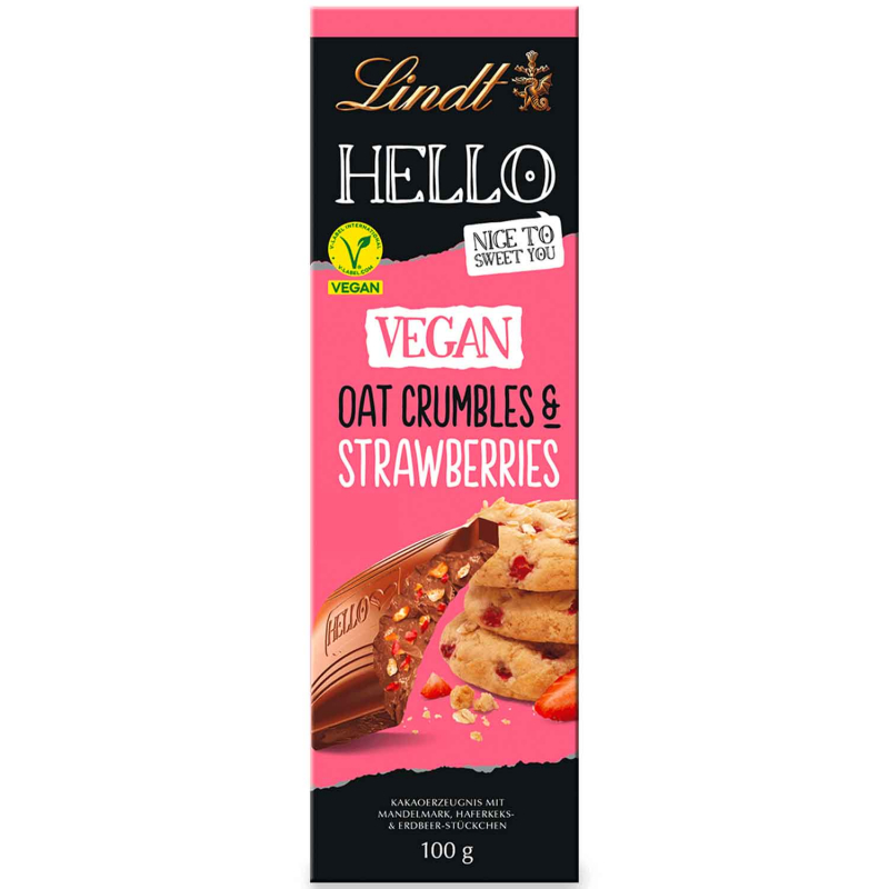  Lindt Hello Vegan Oat Crumbles & Strawberries Tafel 100g 