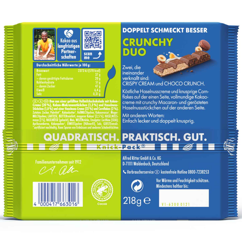  Ritter Sport Crunchy Duo 218g 