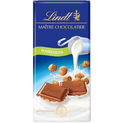  Lindt Maître Chocolatier Haselnuss Vollmilch Tafel 100g 