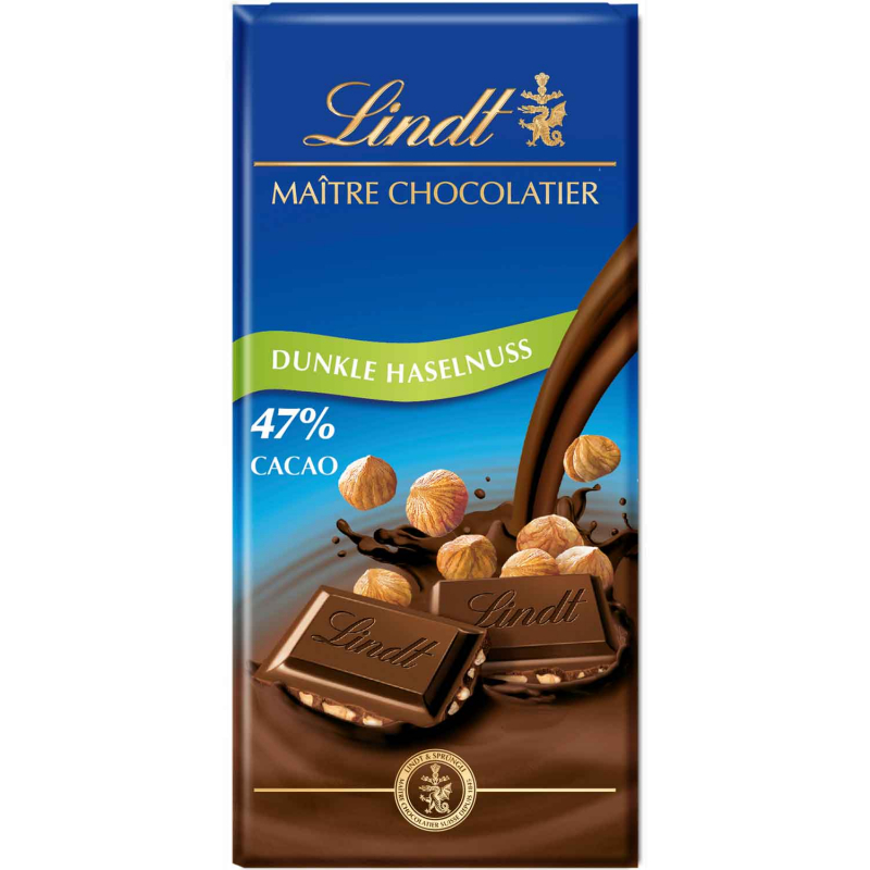  Lindt Maître Chocolatier Dunkle Haselnuss Tafel 100g 