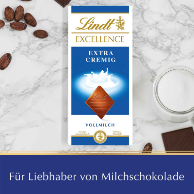  Lindt Excellence Extra Cremig Vollmilch Tafel 100g 