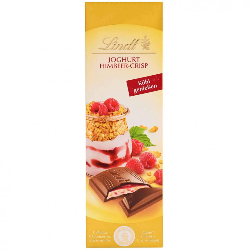  Lindt Joghurt Himbeer-Crisp Vollmilch Tafel 100g 