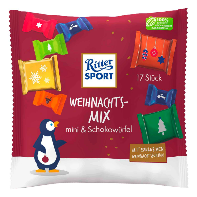  Ritter Sport Weihnachtsmix mini & Schokowürfel 17er 