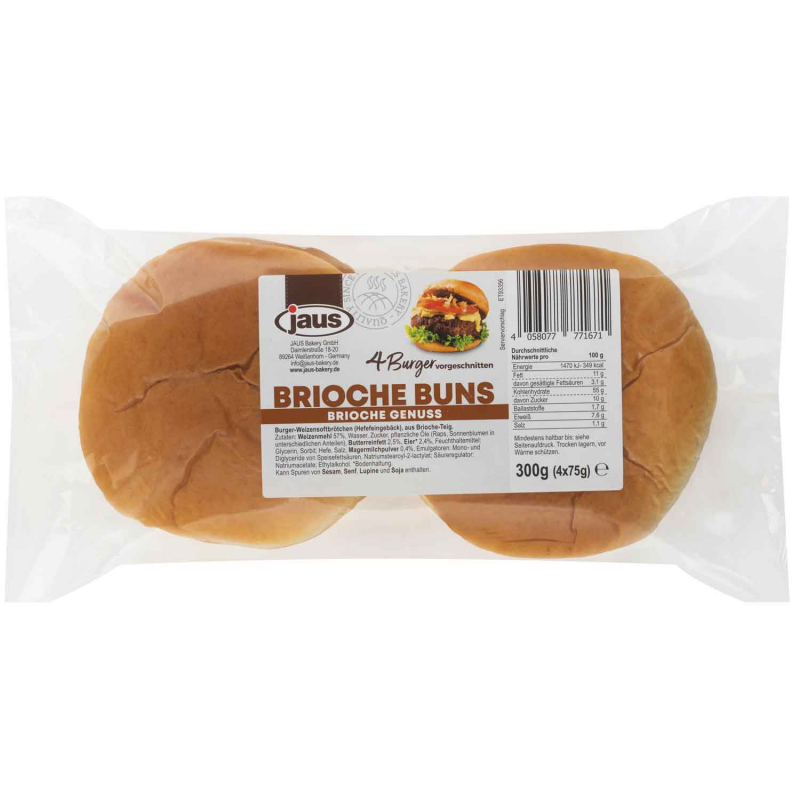  Jaus Brioche Buns 4x75g 