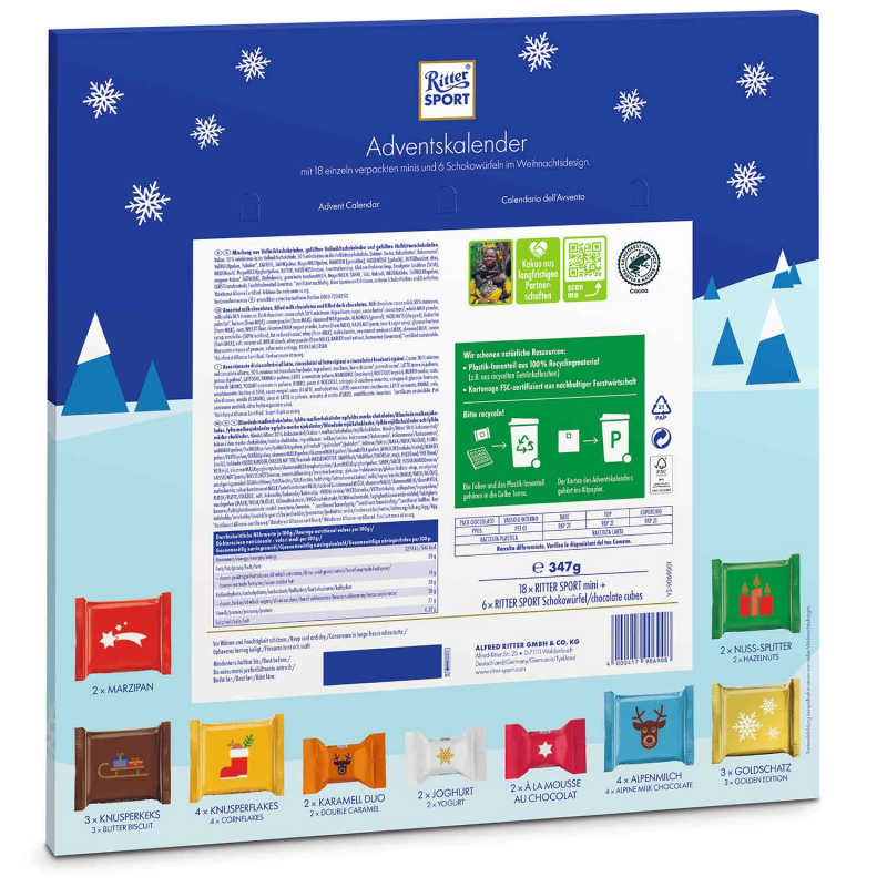 Ritter Sport Quadrat adventi naptár