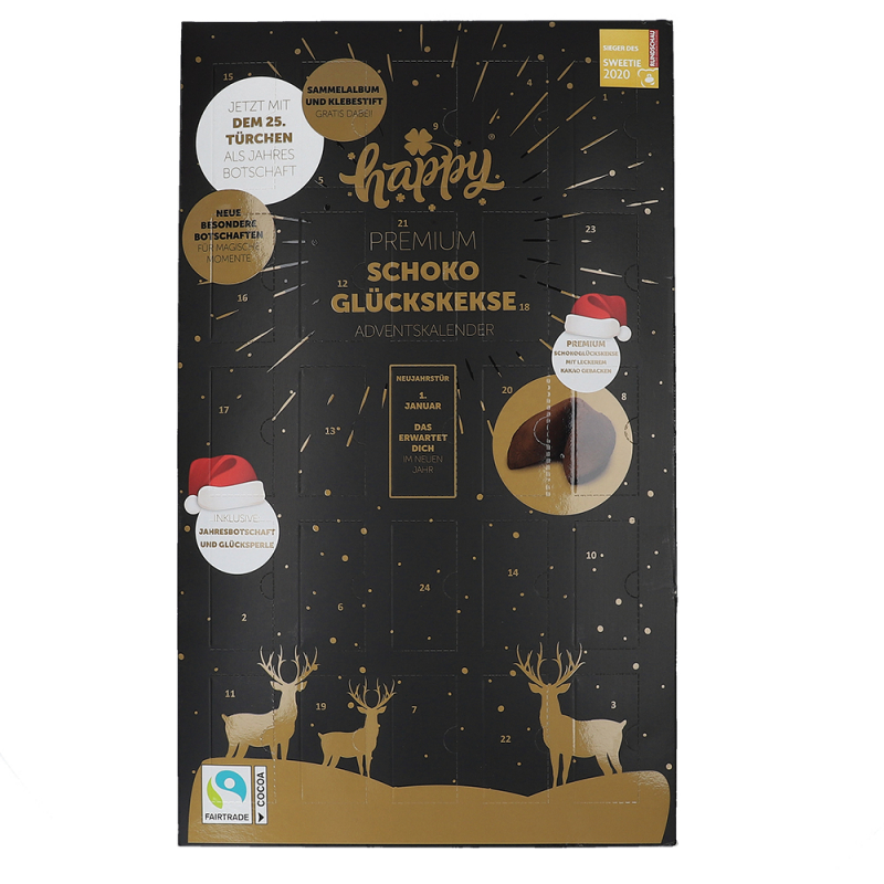  Happy Premium Schoko Glückskekse Adventskalender 