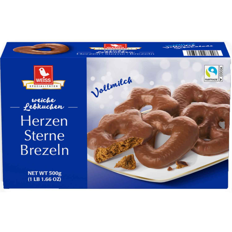  Weiss Herzen Sterne Brezeln Vollmilch 500g 