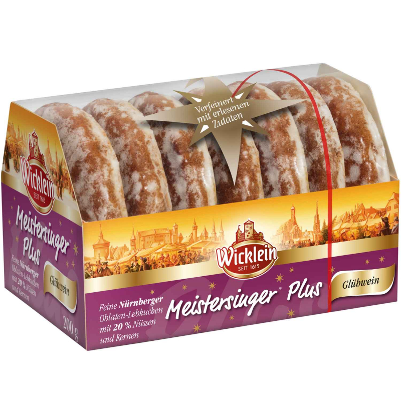  Wicklein Meistersinger Plus Feine Nürnberger Oblaten-Lebkuchen Glühwein 200g 